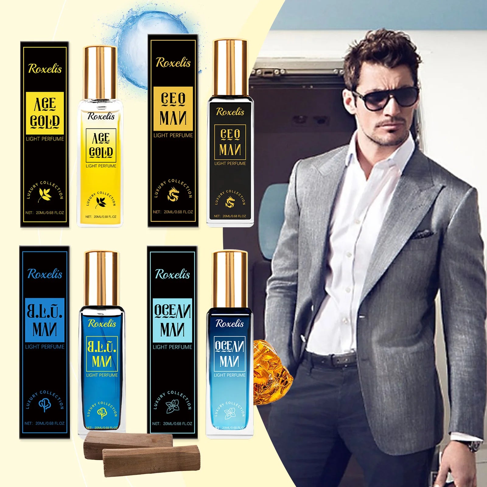 Roxelis Men's Perfume 4pcs Collection Men's Eau De Toilette Suit  lasting fragrance vitality fresh charm elegant fragrance set