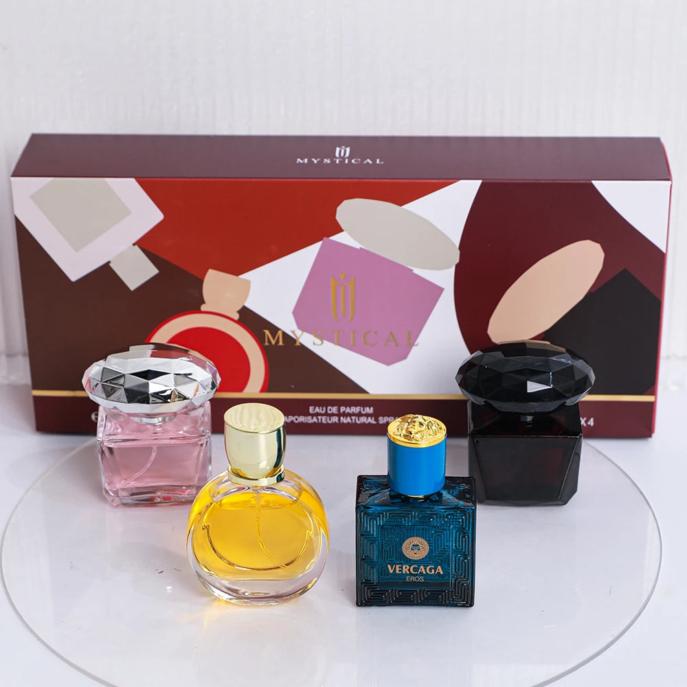 4Pcs/Set Women Perfume Gift Set Eau De Parfum Long Lasting Fragrance Natural Spray Female Perfumes Christmas Birthday Gift Box