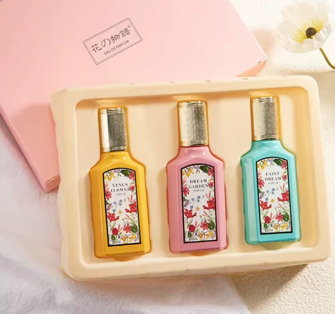 90ML(30mlx3PCS) Eau De Parfum Gift Box Feminino Spray Fresh Light Scent Floral Fruity Chypre Notes LongLasting Women Perfume Set