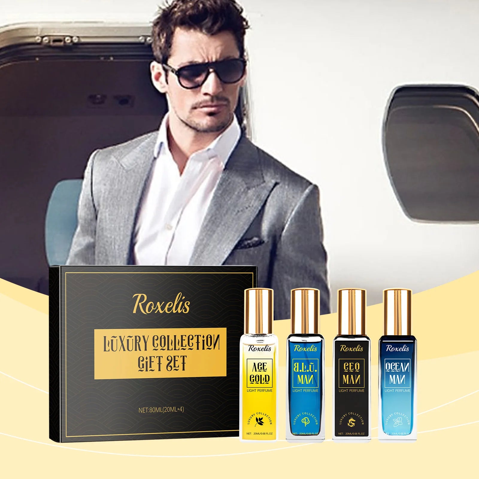 Roxelis Men's Perfume 4pcs Collection Men's Eau De Toilette Suit  lasting fragrance vitality fresh charm elegant fragrance set