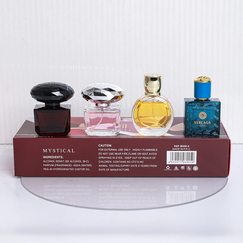 4Pcs/Set Women Perfume Gift Set Eau De Parfum Long Lasting Fragrance Natural Spray Female Perfumes Christmas Birthday Gift Box