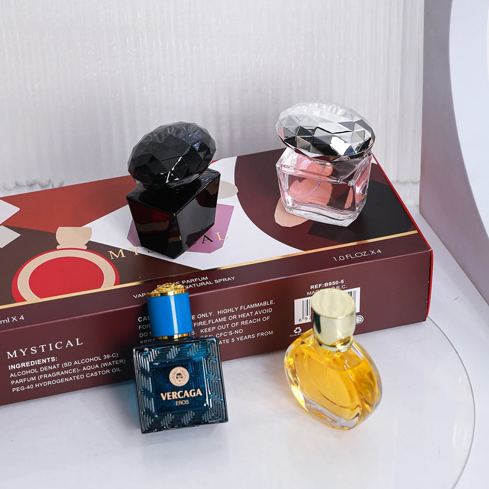 4Pcs/Set Women Perfume Gift Set Eau De Parfum Long Lasting Fragrance Natural Spray Female Perfumes Christmas Birthday Gift Box