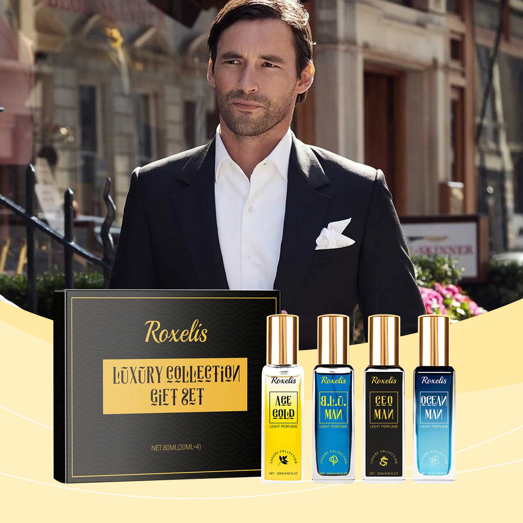 Roxelis Men's Perfume 4pcs Collection Men's Eau De Toilette Suit  lasting fragrance vitality fresh charm elegant fragrance set