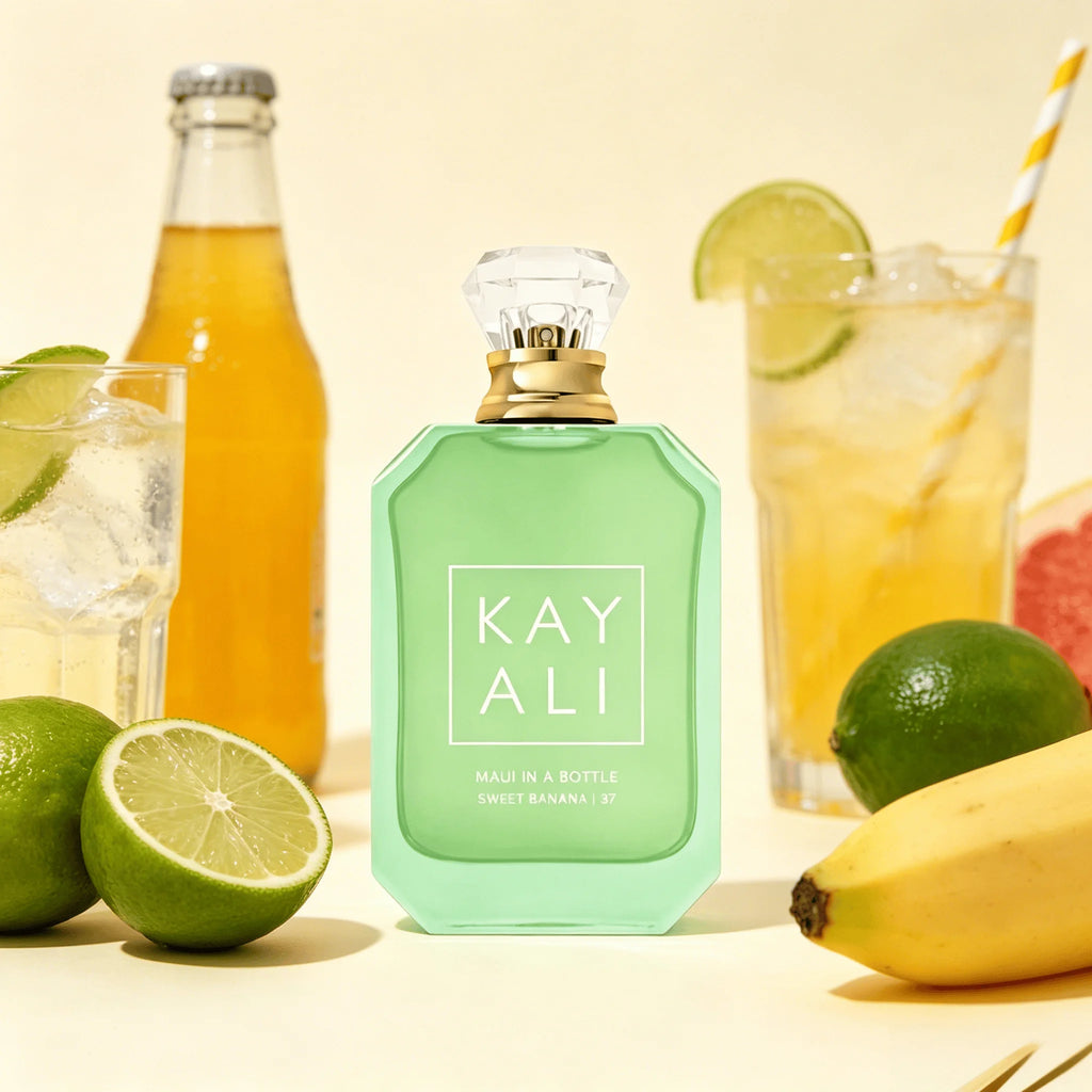 Luxury Kayali  (37)  Maui In A Bottle Sweet Banana EDP Perfume for Women Sweet Tropical Banana Fruit Aroma Long Lasting Fragrance Matte Light Green Glass Perfume Bottle Beach Travel Present