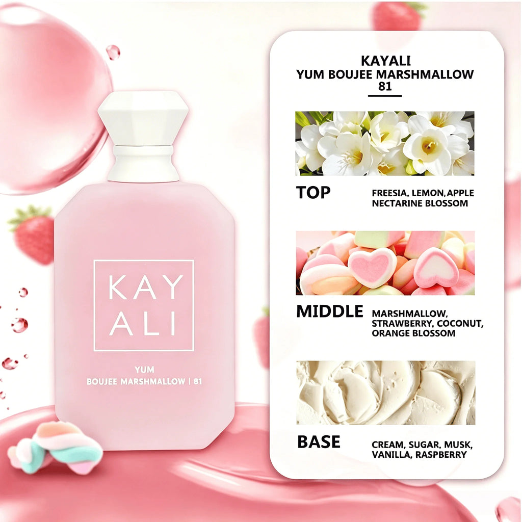 KAYALI Yum Boujee Marshmallow 81 Eau de Parfum Intense, 100 ml / 3.4 Fl Oz, Warm Gourmand Perfume for Women with Whipped Vanilla, Sugared Amber & Creamy Musk Long Lasting Fragrance Spray