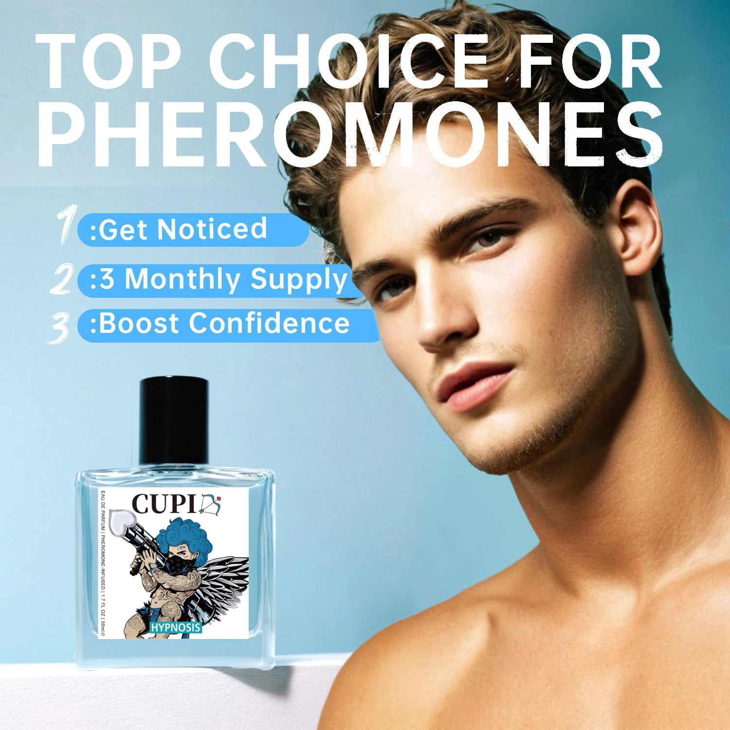 Cupid Pabango Long Lasting Perfume for Men and Women Confident Booster Cologne Fall in Love 50ml，Room decoration