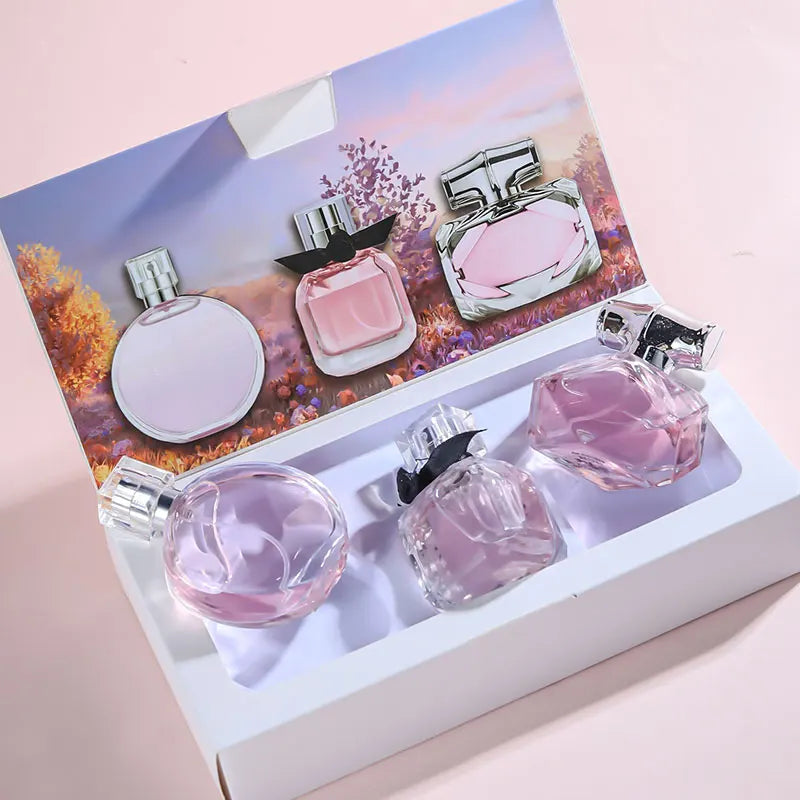 90ML(30mlx3PCS) Eau De Parfum Gift Box Feminino Spray Fresh Light Scent Floral Fruity Chypre Notes LongLasting Women Perfume Set