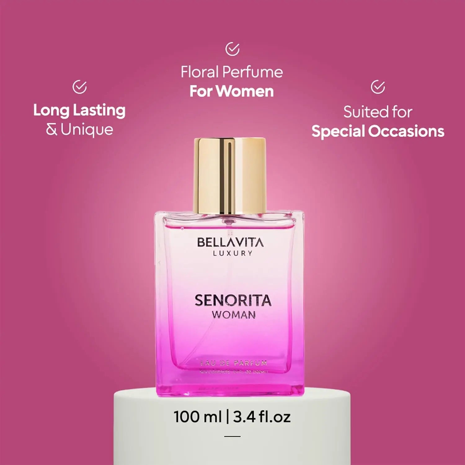 BellaVita Luxury SENORITA Women's Perfume 3.4 Fl.oz Eau De Parfum Fragrance for Women